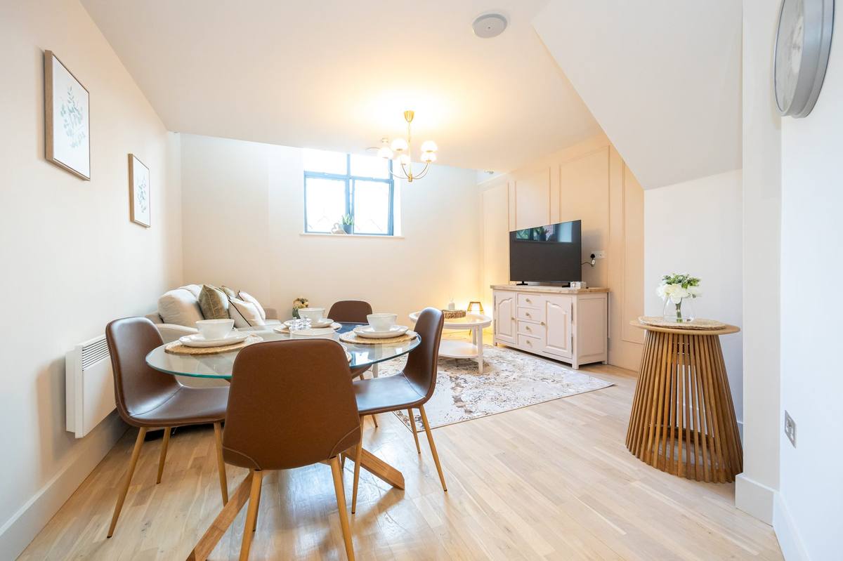 Open plan living and dining area